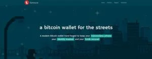 Screenshot of the Samourai website featuring a header with the text "a bitcoin wallet for the streets" and a tagline highlighting privacy and security features. Background shows a cityscape at night. For beginners, there's also an intuitive guide on how to set up Samourai Wallet for enhanced convenience.